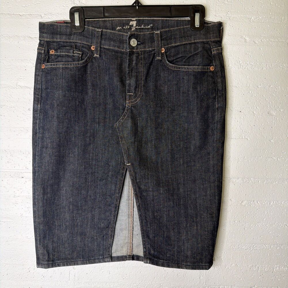 Vintage 7 For All Mankind Roxy Denim Pencil Skirt 27 Y2K 90s Minimalism Western